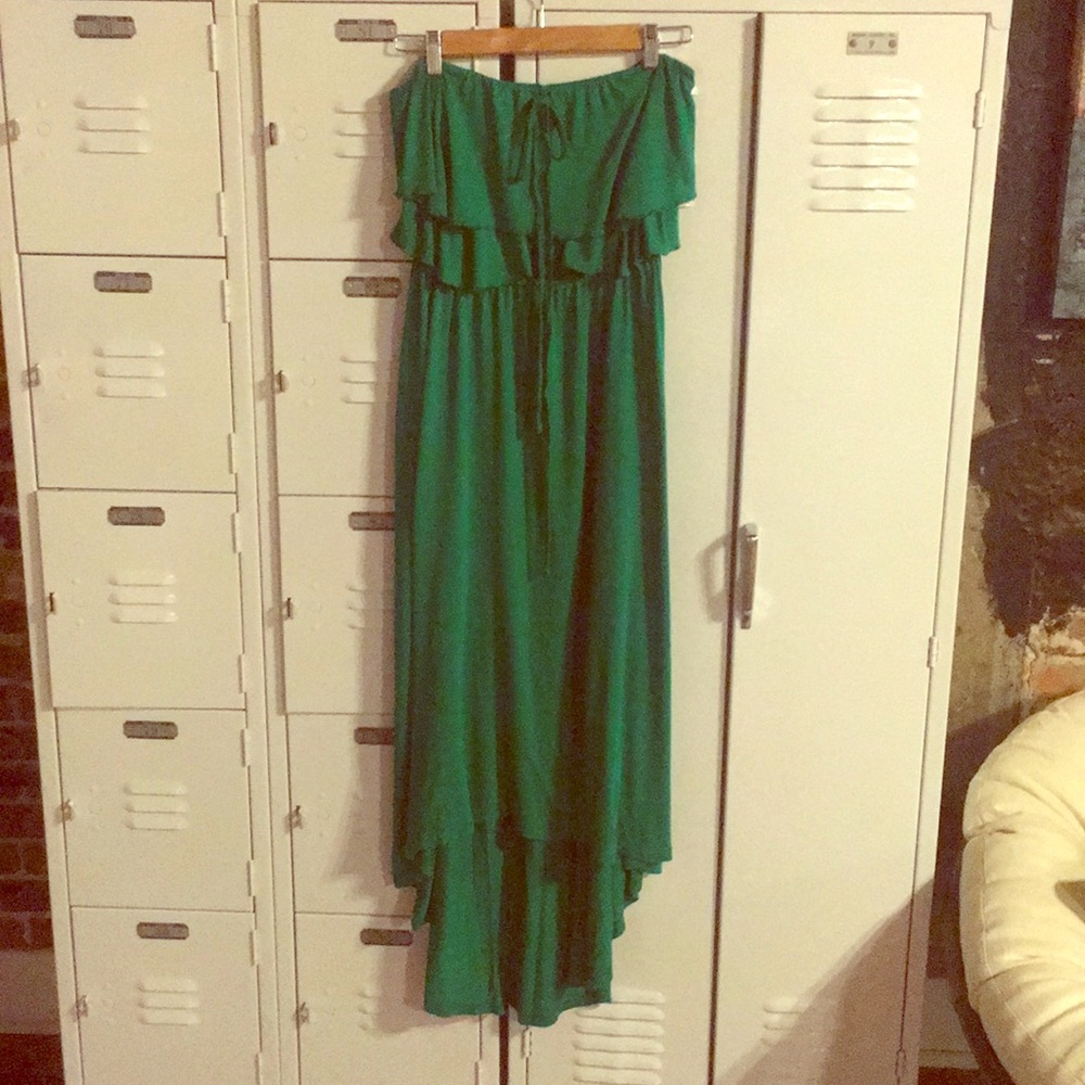 Strapless green summer dress